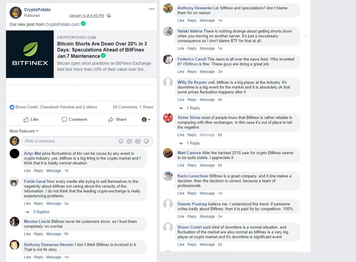 bitfinex fake comments